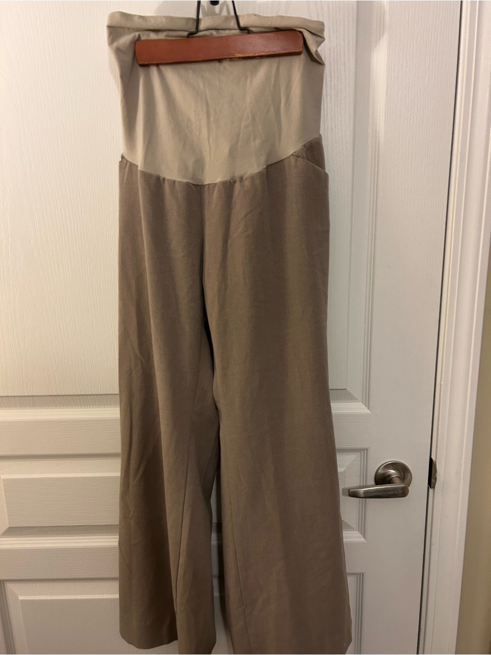 Motherhood two tone taupe maternity pants wide leg petite large